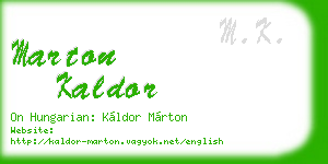 marton kaldor business card