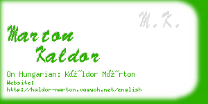 marton kaldor business card